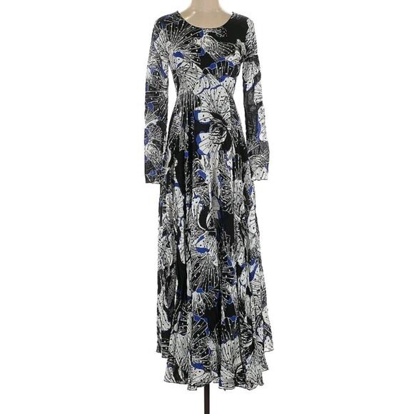 Free People First Kiss maxi dress Size XS Romantic Blue White Black Western - Picture 11 of 12